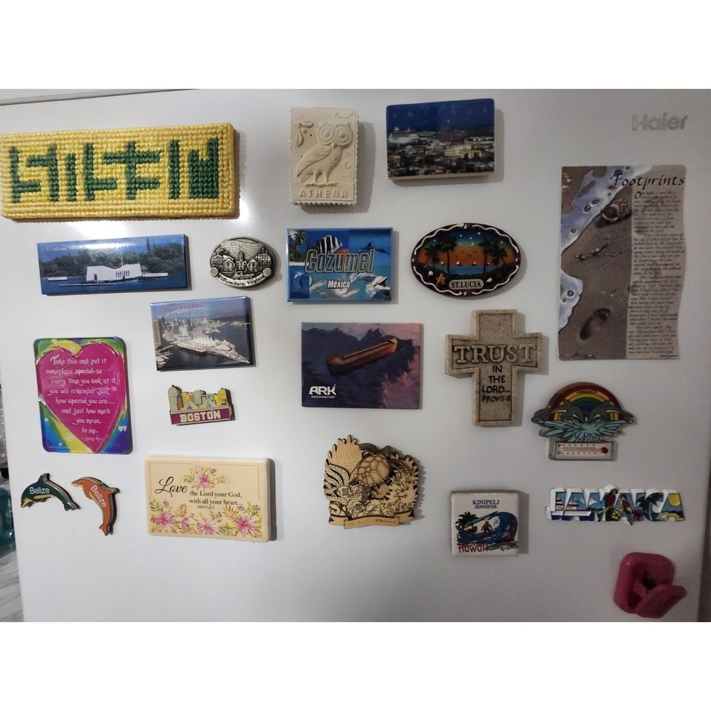 Lot of Vintage to Modern Fridge Magnets ~Travel Souvenir Religious Boston Belize